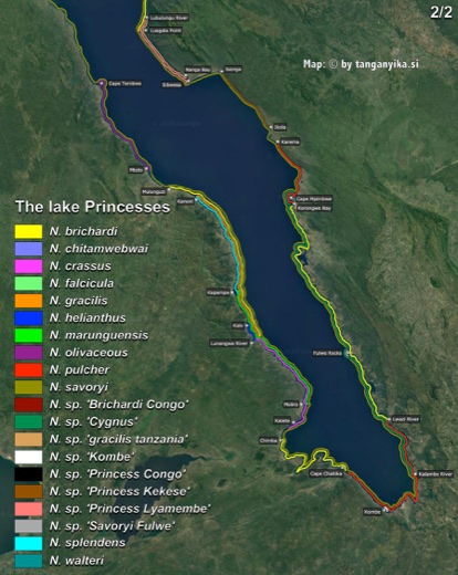 The lake Princesses (2/2) distribution map